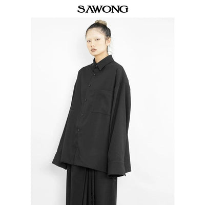 Front Pocket Buttoned Shirt Korean Street Fashion Shirt By SAWong Shop Online at OH Vault