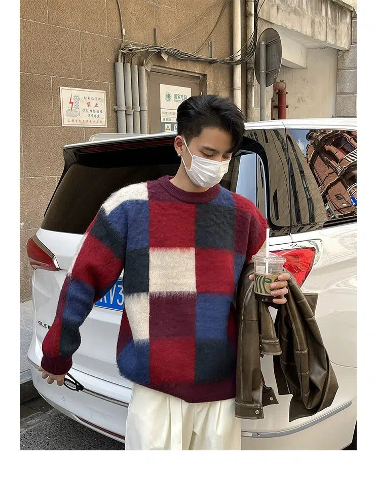 Assorted Color Blocks Sweater Korean Street Fashion Sweater By Poikilotherm Shop Online at OH Vault