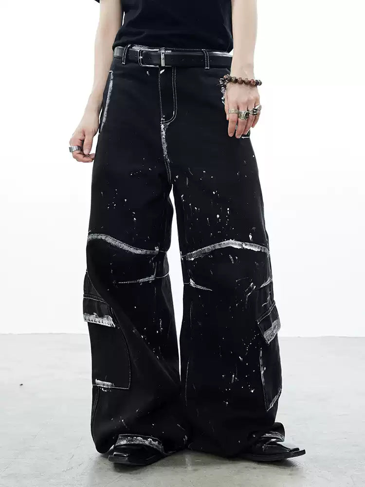 Smudges and Splatters Cargo Jeans Korean Street Fashion Jeans By Cro World Shop Online at OH Vault