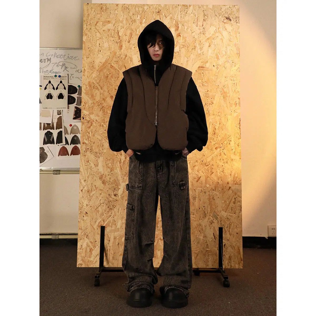 Irregular Style Puffer Vest Korean Street Fashion Vest By Mr Nearly Shop Online at OH Vault