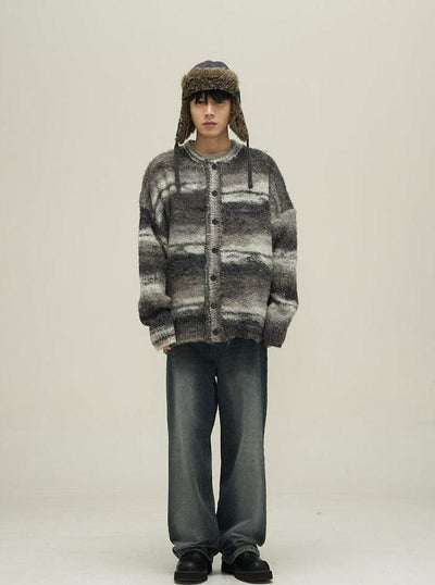 77Flight Comfy Fuzzy Stripes Cardigan Korean Street Fashion Cardigan By 77Flight Shop Online at OH Vault
