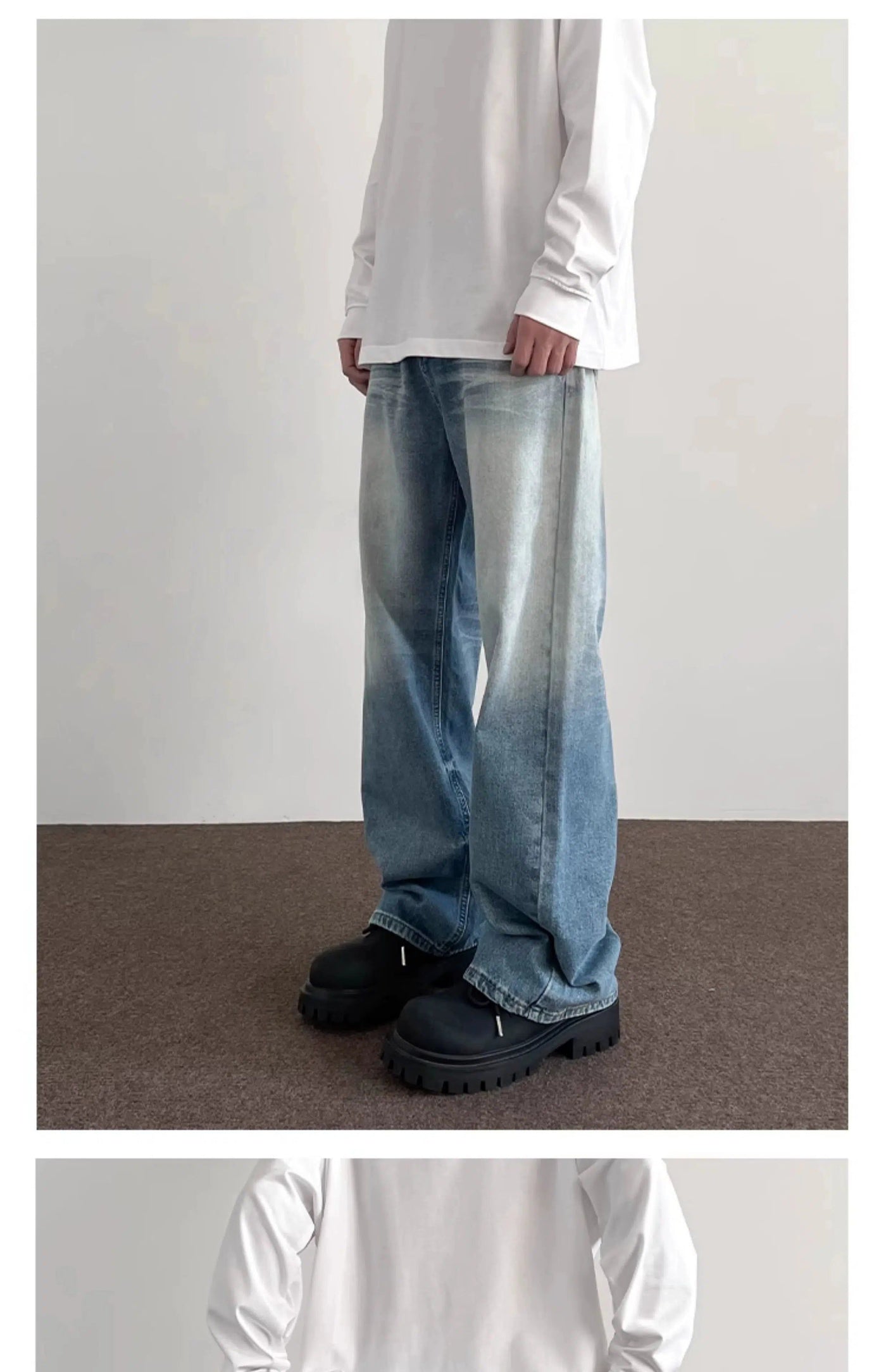 Faded Whiskers Emphasis Jeans Korean Street Fashion Jeans By A PUEE Shop Online at OH Vault