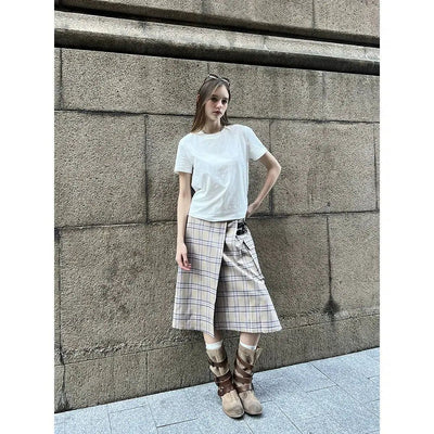 Side Pocket Plaid Skirt Korean Street Fashion Skirt By Country Moment Shop Online at OH Vault