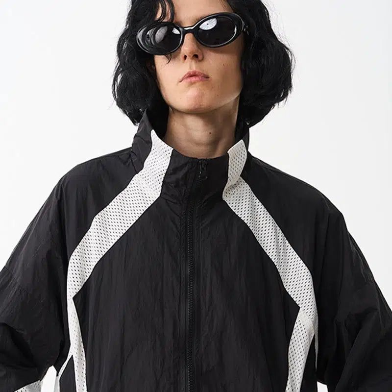 Mesh Spliced Windbreaker Jacket Korean Street Fashion Jacket By Moditec Shop Online at OH Vault
