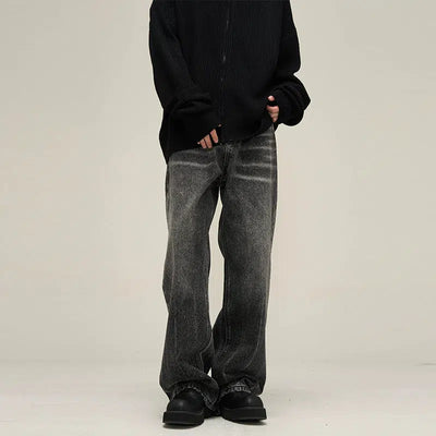 Bootcut Whiskers Emphasis Washed Jeans Korean Street Fashion Jeans By 77Flight Shop Online at OH Vault