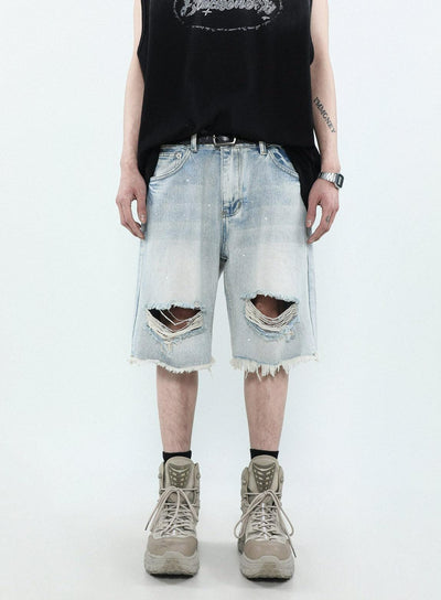 Washed Tassel Ripped Denim Shorts Korean Street Fashion Shorts By Mr Nearly Shop Online at OH Vault