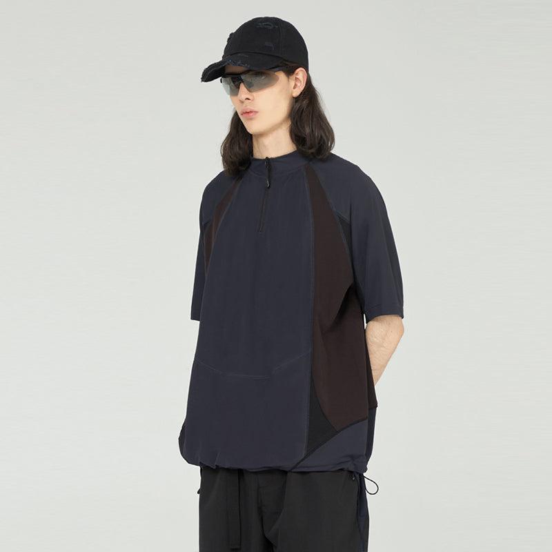 Contrast Stitched Loose Fit T-Shirt Korean Street Fashion T-Shirt By Decesolo Shop Online at OH Vault