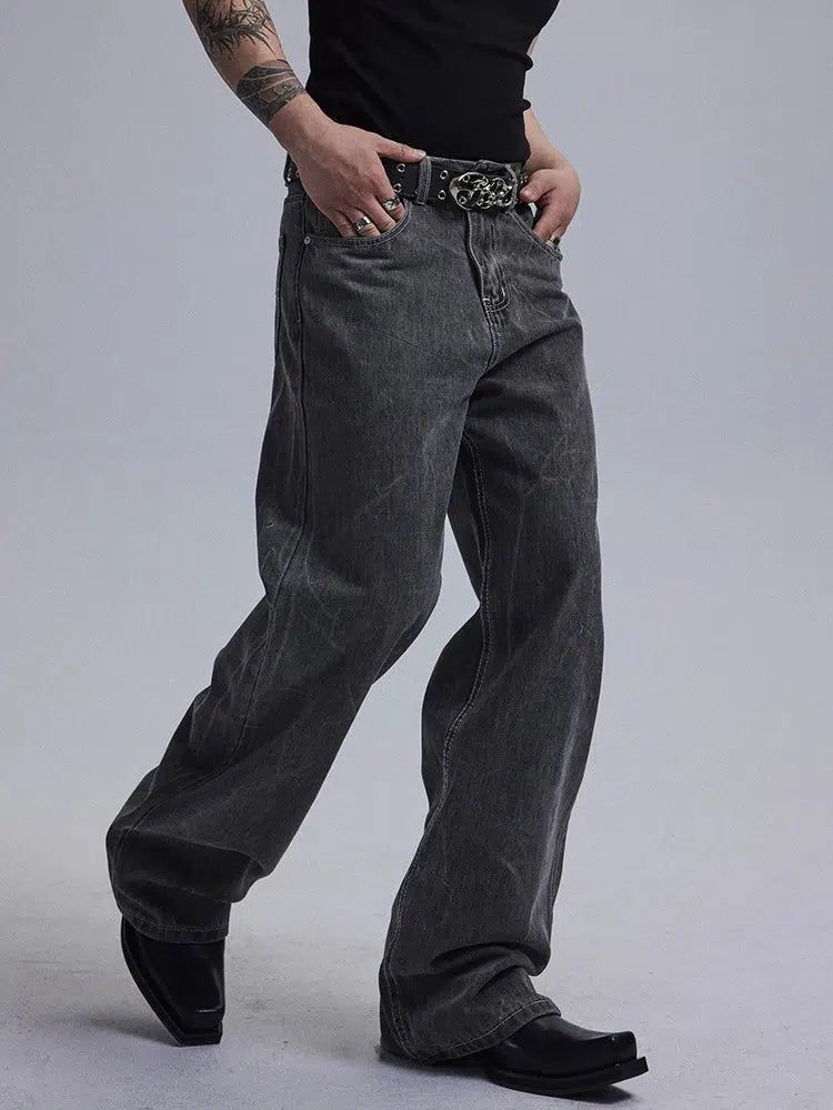 Smoke Wash Cracked Jeans Korean Street Fashion Jeans By Dark Fog Shop Online at OH Vault