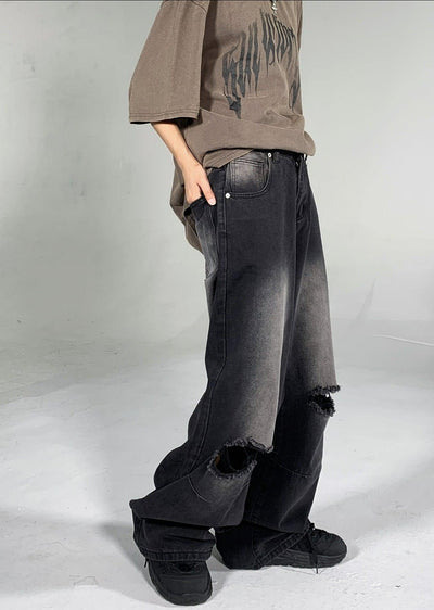 Ash Dark Acid Washed Ripped Knee Jeans Korean Street Fashion Jeans By Ash Dark Shop Online at OH Vault