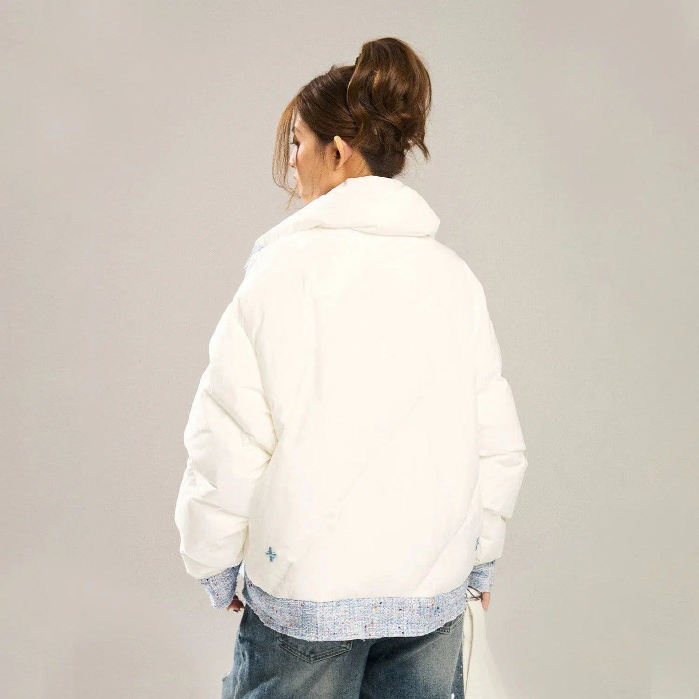 Patterned Outline Block Puffer Jacket Korean Street Fashion Jacket By New Start Shop Online at OH Vault
