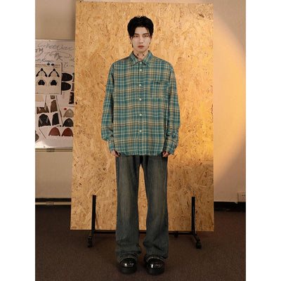 Classic Plaid Button Front Shirt Korean Street Fashion Shirt By Mr Nearly Shop Online at OH Vault