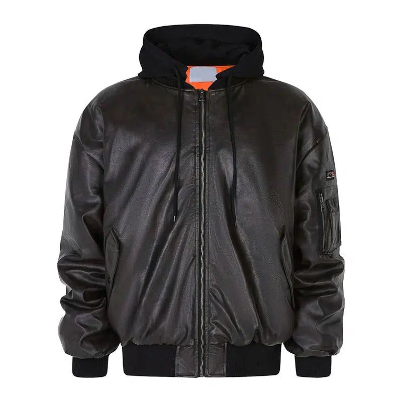 Hooded Faux Leather Jacket Korean Street Fashion Jacket By Mr Nearly Shop Online at OH Vault