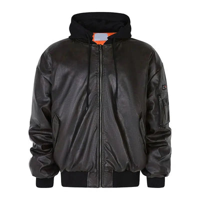 Hooded Faux Leather Jacket Korean Street Fashion Jacket By Mr Nearly Shop Online at OH Vault