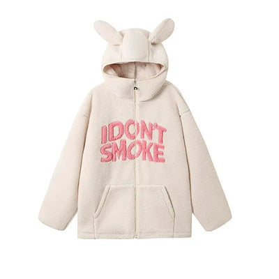 Bunny Hood Sherpa Jacket Korean Street Fashion Jacket By Donsmoke Shop Online at OH Vault