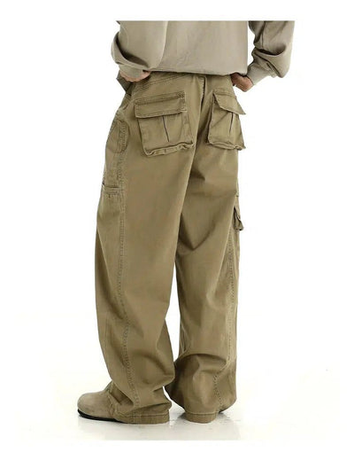 Faded Loose Fit Wide Cargo Pants Korean Street Fashion Pants By MEBXX Shop Online at OH Vault