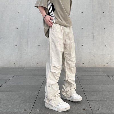 Drawstring Pleats Straight Parachute Pants Korean Street Fashion Pants By A PUEE Shop Online at OH Vault