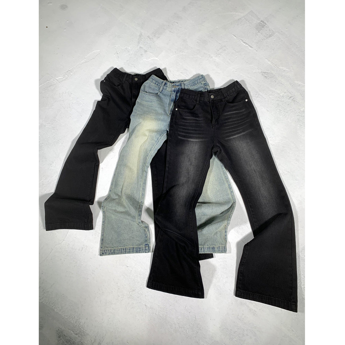 Solid Washed Flare Leg Slim Fit Jeans Korean Street Fashion Jeans By Ash Dark Shop Online at OH Vault