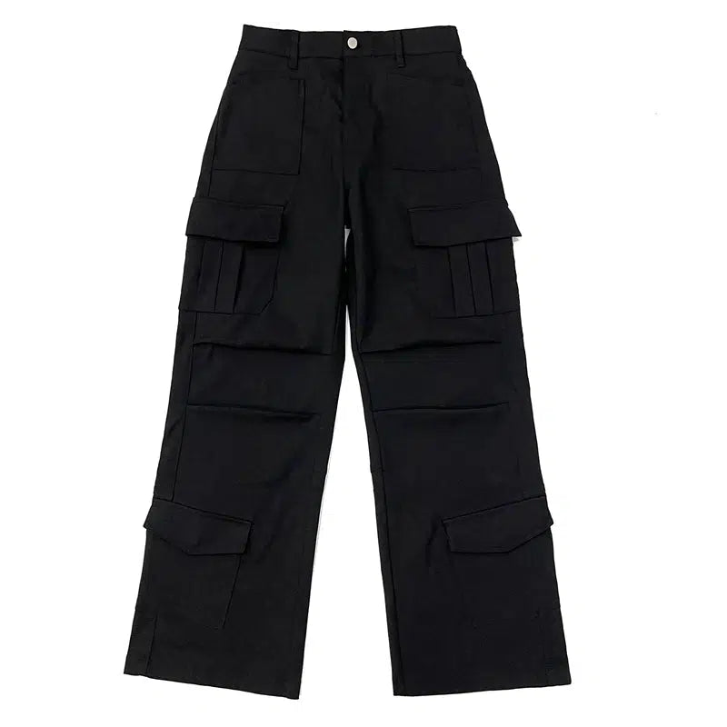 Solid Multi-Pocket Cargo Pants Korean Street Fashion Pants By FATE Shop Online at OH Vault