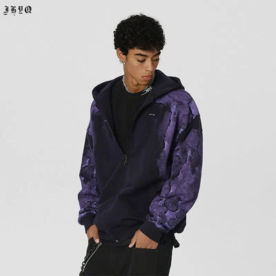 Paint Contrast Sleeve Hoodie Korean Street Fashion Hoodie By JHYQ Shop Online at OH Vault