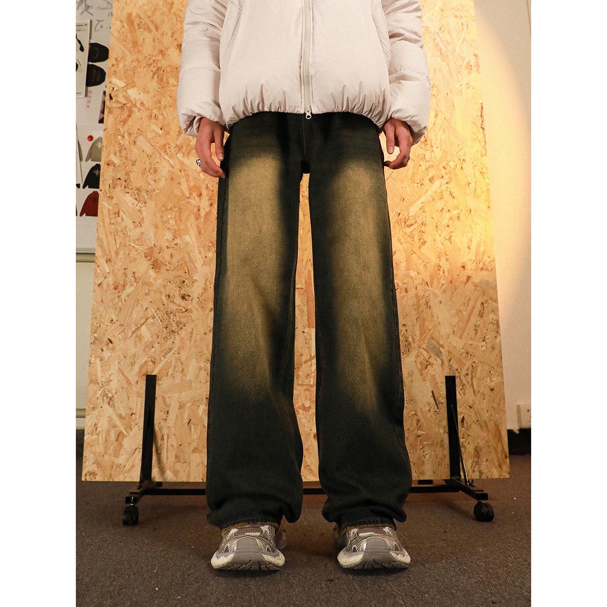 Stone Washed Straight Leg Jeans Korean Street Fashion Jeans By Mr Nearly Shop Online at OH Vault