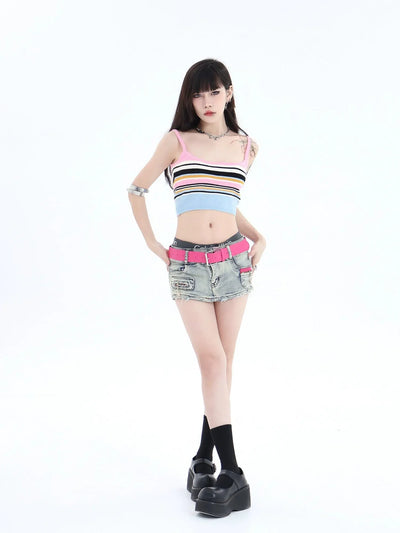 Colored Stripes Slim Fit Camisole Korean Street Fashion Camisole By Jump Next Shop Online at OH Vault