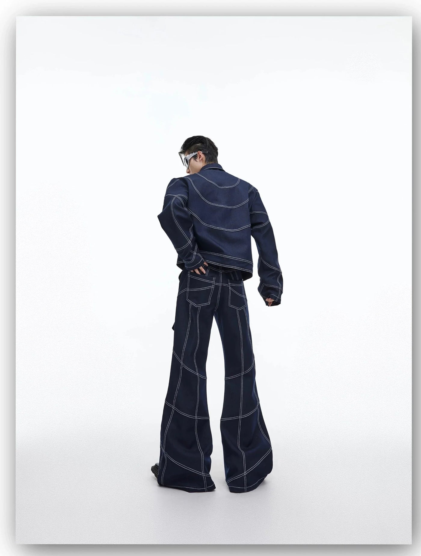 Web Outline Denim Jacket & Jeans Set Korean Street Fashion Clothing Set By Argue Culture Shop Online at OH Vault