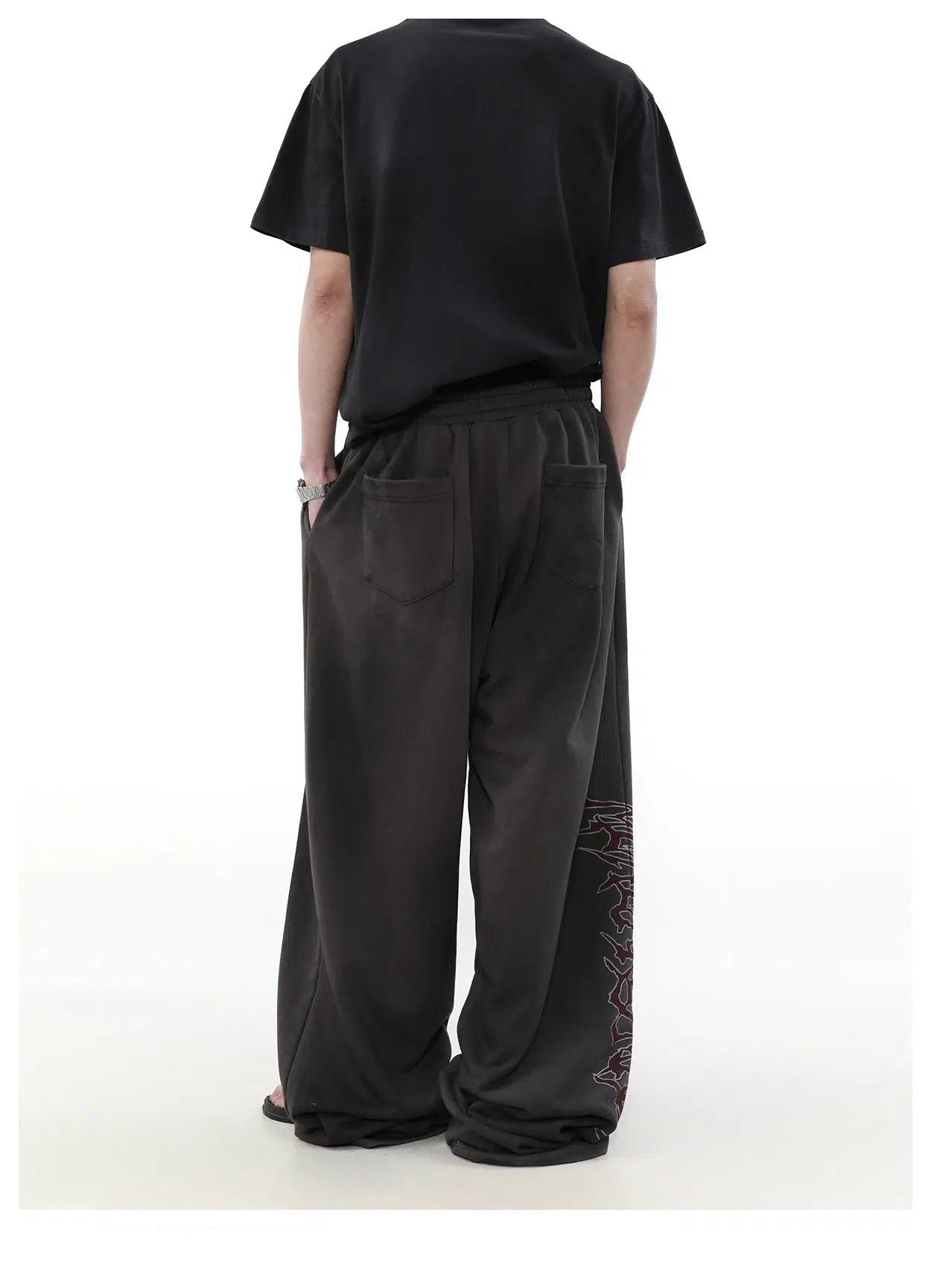 Washed Goth Lettered Sweatpants Korean Street Fashion Pants By Mr Nearly Shop Online at OH Vault