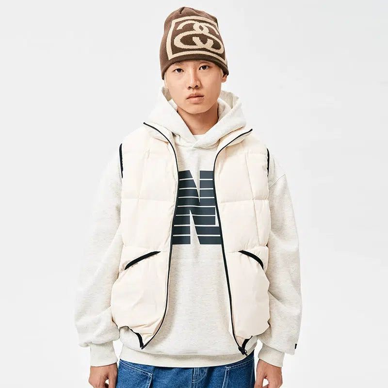 Quilted Outline Puffer Vest Korean Street Fashion Vest By Nothing But Chill Shop Online at OH Vault
