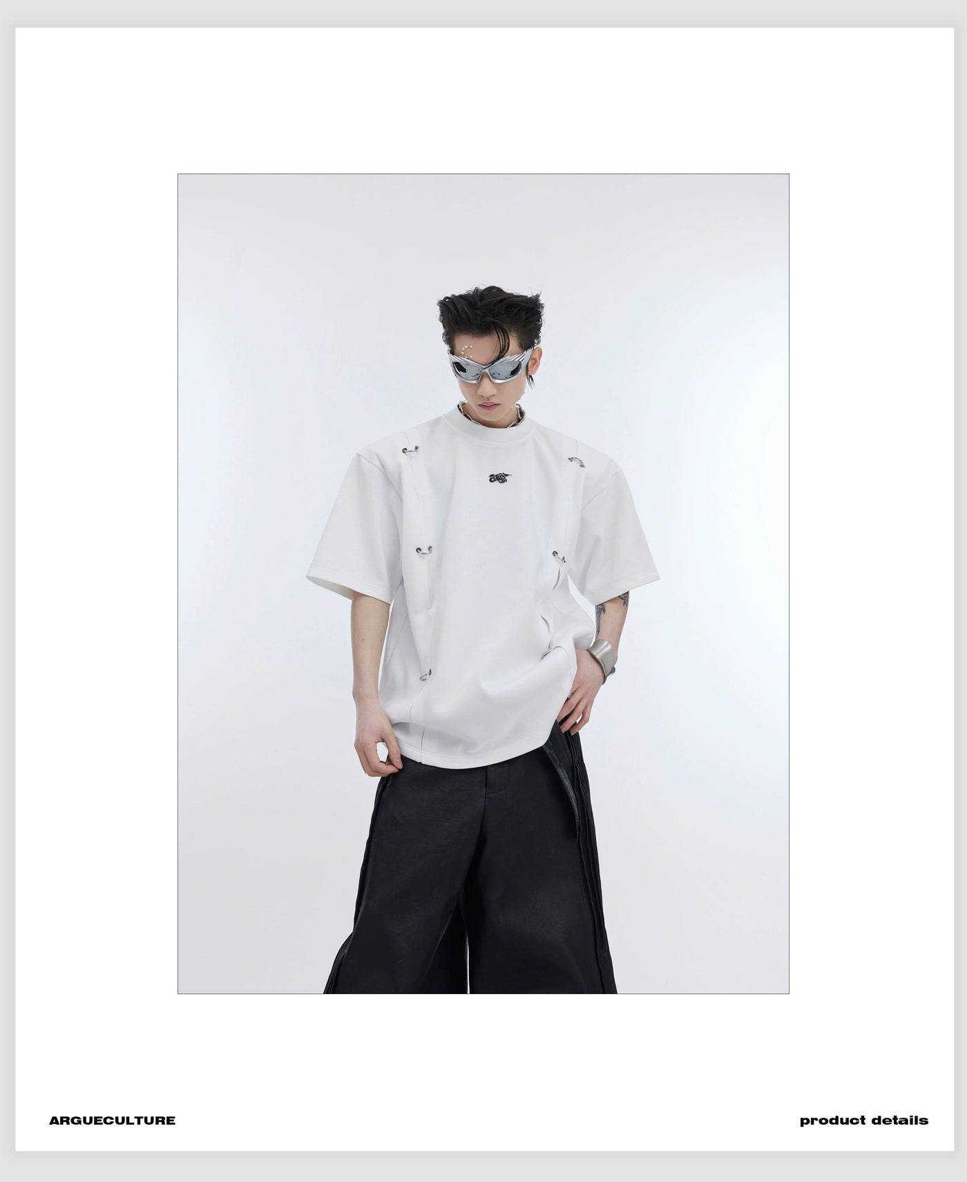 Metal Rings Detail T-Shirt Korean Street Fashion T-Shirt By Argue Culture Shop Online at OH Vault