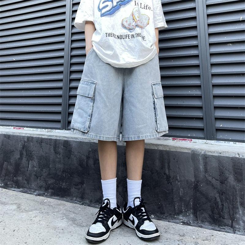 Drawstring Big Pocket Denim Cargo Shorts Korean Street Fashion Shorts By Made Extreme Shop Online at OH Vault