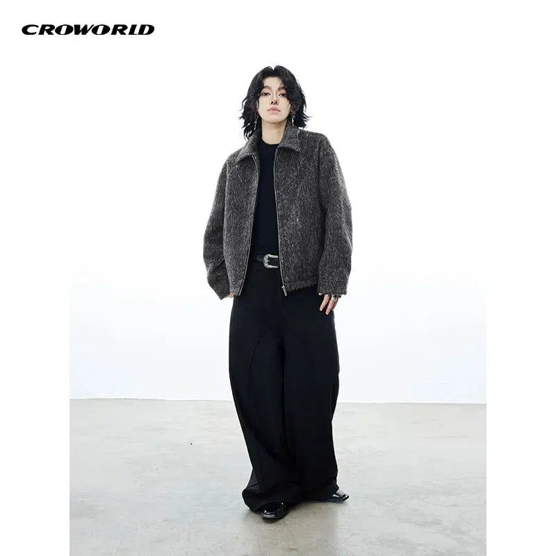 Zipped Boxy Fit Fur Jacket Korean Street Fashion Jacket By Cro World Shop Online at OH Vault
