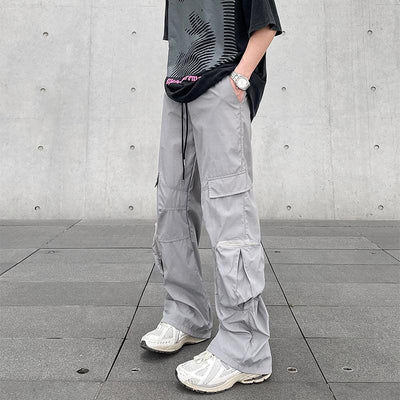 A PUEE Drawstring Waist Multi-Pocket Cargo Pants Korean Street Fashion Pants By A PUEE Shop Online at OH Vault