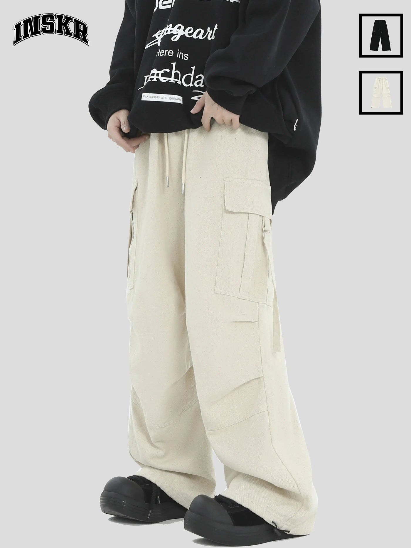 Casual Drawstring Cargo Pants Korean Street Fashion Pants By INS Korea Shop Online at OH Vault