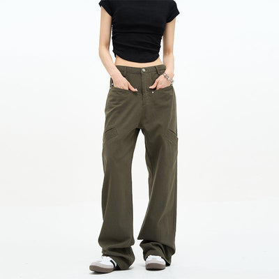 Irregular Front Pockets Straight Pants Korean Street Fashion Pants By 77Flight Shop Online at OH Vault