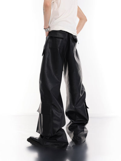 Metal Buttons Stitch Pocket Leather Pants Korean Street Fashion Pants By Argue Culture Shop Online at OH Vault