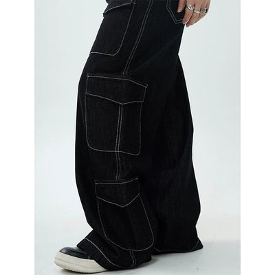 Stitched Flap Pocket Jeans Korean Street Fashion Jeans By Made Extreme Shop Online at OH Vault