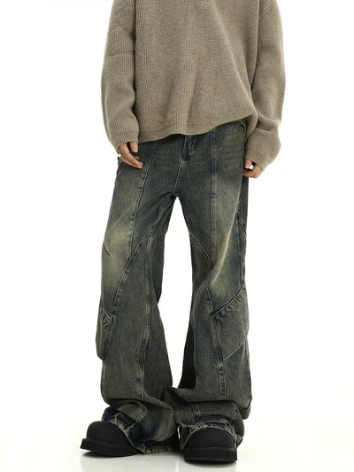 Irregular Spliced Wash Bootcut Jeans Korean Street Fashion Jeans By MEBXX Shop Online at OH Vault