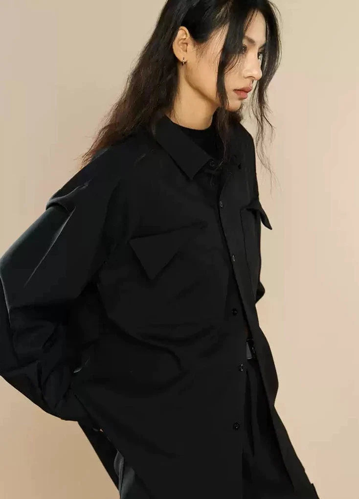 Front Pocket Buttoned Jacket Korean Street Fashion Jacket By Yad Crew Shop Online at OH Vault