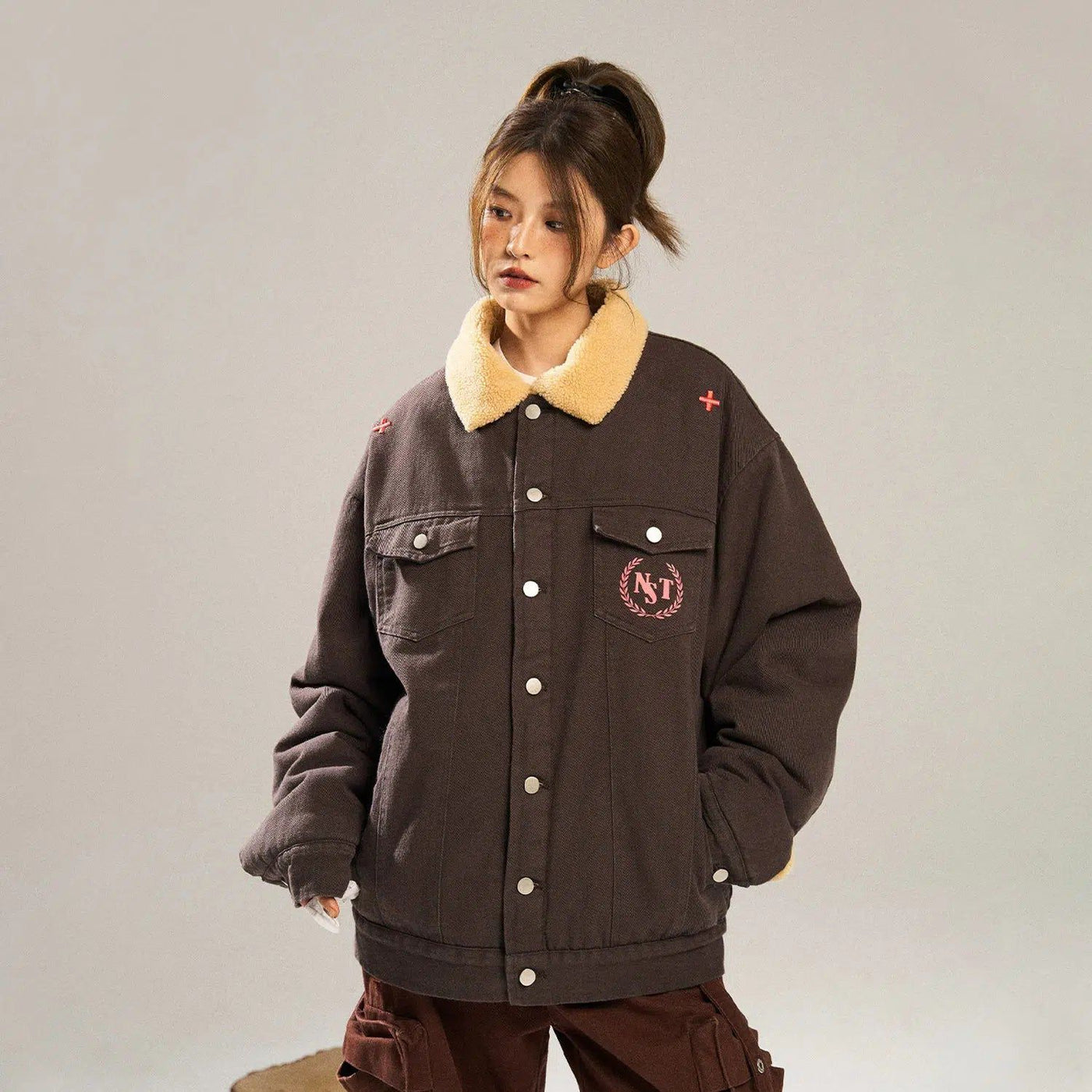 Sherpa Collar Casual Denim Jacket Korean Street Fashion Jacket By New Start Shop Online at OH Vault