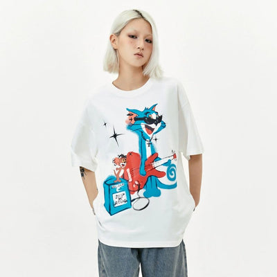 Cartoon Print T-Shirt Korean Street Fashion T-Shirt By Made Extreme Shop Online at OH Vault