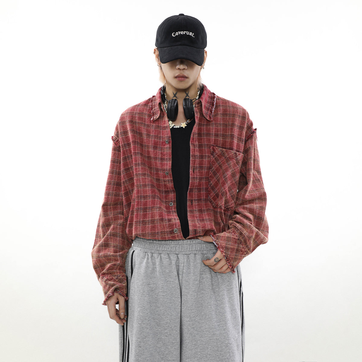 Mr Nearly Vintage Distressed Style Plaid Shirt Korean Street Fashion Shirt By Mr Nearly Shop Online at OH Vault