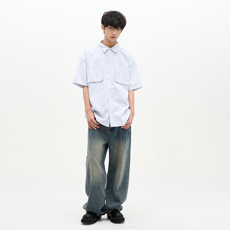 77Flight Washed Effect Loose Jeans Korean Street Fashion Jeans By 77Flight Shop Online at OH Vault