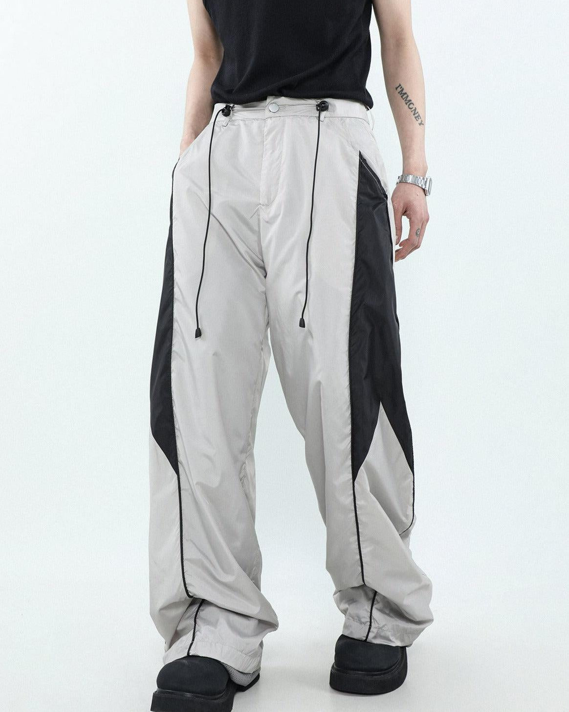 Mr Nearly Contrast Side Seam Sports Pants Korean Street Fashion Pants By Mr Nearly Shop Online at OH Vault