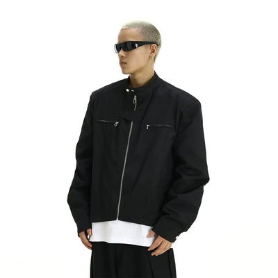 Shoulder Pad Short Moto Jacket Korean Street Fashion Jacket By MEBXX Shop Online at OH Vault