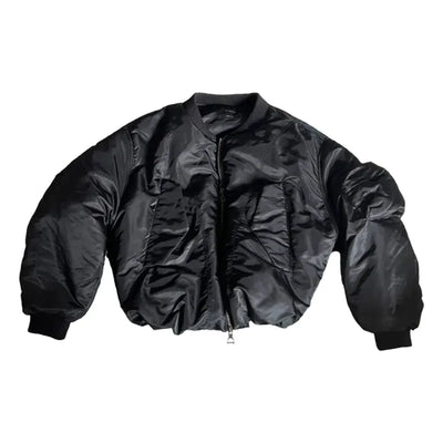 Pocket Zipped Bomber Jacket Korean Street Fashion Jacket By D5OVE Shop Online at OH Vault