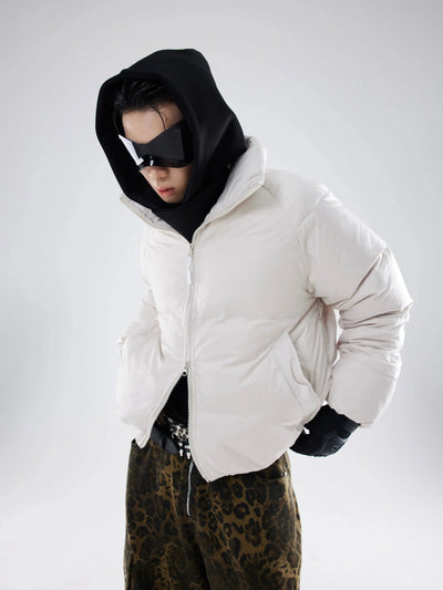 Dual Placket Stand Collar Puffer Jacket Korean Street Fashion Jacket By Dark Fog Shop Online at OH Vault
