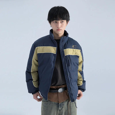 Color Block Boxy Puffer Jacket Korean Street Fashion Jacket By Mentmate Shop Online at OH Vault