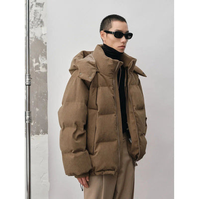 Oversized Corduroy Hooded Down Jacket Korean Street Fashion Jacket By NANS Shop Online at OH Vault