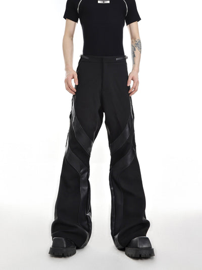 Belt Buckle Stitched Flare Leg Trousers Korean Street Fashion Pants By Argue Culture Shop Online at OH Vault