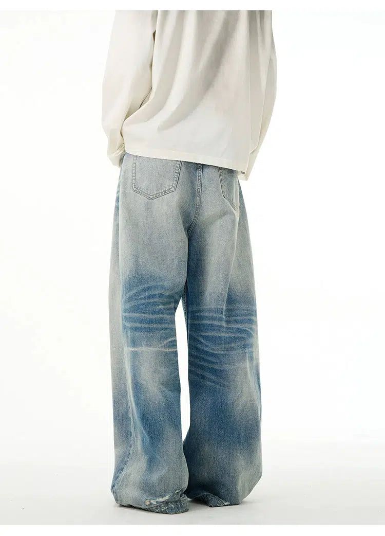 Lightning Washed Jeans Korean Street Fashion Jeans By 77Flight Shop Online at OH Vault